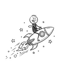 A cheerful stick figure drives a car with a seatbelt on in a clear black and white illustration.