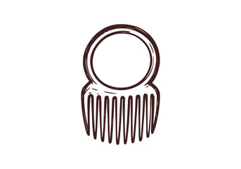 Hair Comb hand drawn simple sketch vector illustration