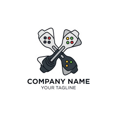 Stylized X letter logo design with two crossed video game controllers.