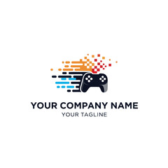 Gaming Controller with Pixelated Trail - Modern Logo Design for Esports and Gaming.