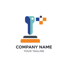 Modern Digital Stamp Logo Design for Business and Technology.