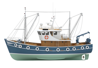 Isolated fishing boat , Small boat isolated on transparent background png