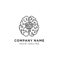 Brain Circuitry Logo Design Representing Artificial Intelligence and Technology.