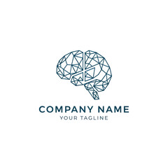 Geometric Brain Logo Design Representing Intelligence and Technology.