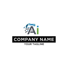 Fototapeta premium AI Company Logo with Circuit Board Elements and Text.