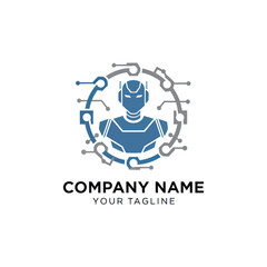Futuristic robot design with circuit board elements for technology company.