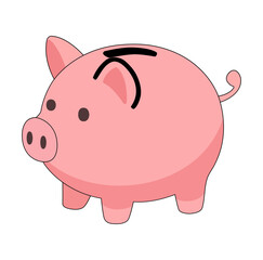  Cartoon Piggy Bank Simple Logo Design Icon Digital
