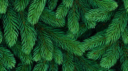Rich green evergreen branches create a soothing seamless pattern