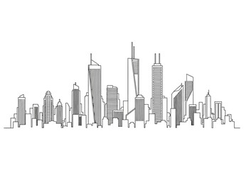 Fototapeta premium City Skyline Silhouette Modern Urban Landscape Illustration