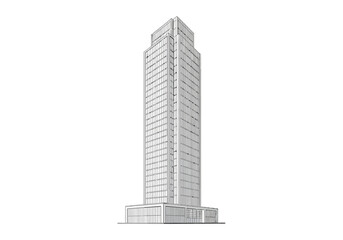 Fototapeta premium Modern Architecture Sleek Skyscraper Against a Clean White Background