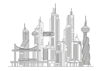Fototapeta premium Architectural Marvel A Skyline Silhouette of a Modern City