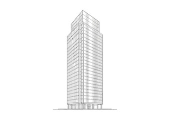 Architectural Drawing of a Modern High-Rise Building