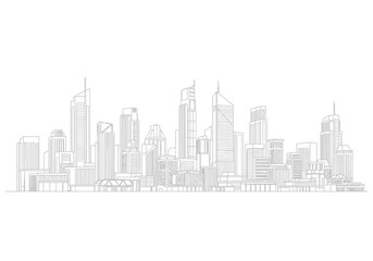 Line Art Skyline A Modern Cityscape Illustration with Architectural Simplicity