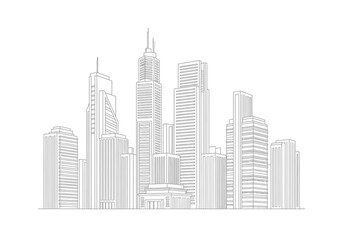 Urban Skyline A Minimalist Architectural Line Drawing of City Buildings