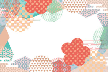 和柄　年賀状　梅　背景	