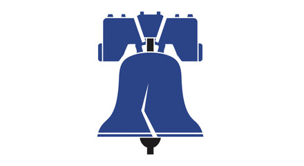 Stylized Blue Liberty Bell Illustration with Crack and Support Structure