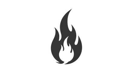 Stylized black flame icon isolated on white background for design