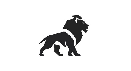 Stylized black lion illustration on white background symbol of strength
