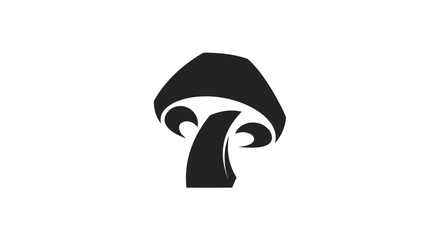Stylized black mushroom illustration on white background vector design
