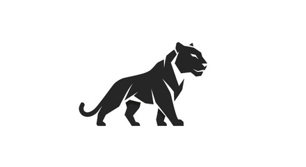Stylized black panther silhouette on white background for commercial use