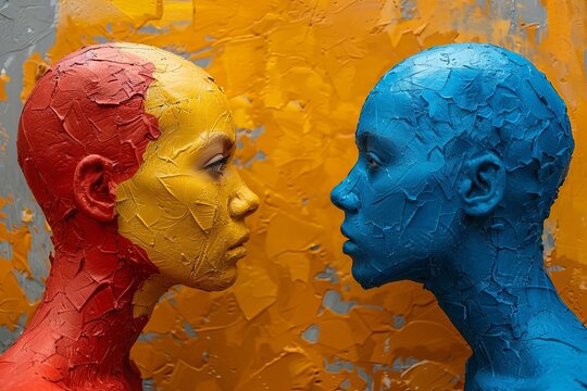 Abstract faces confronting positivism and human perception