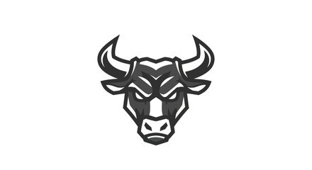 Stylized bull head icon bold design with dark tones on white background