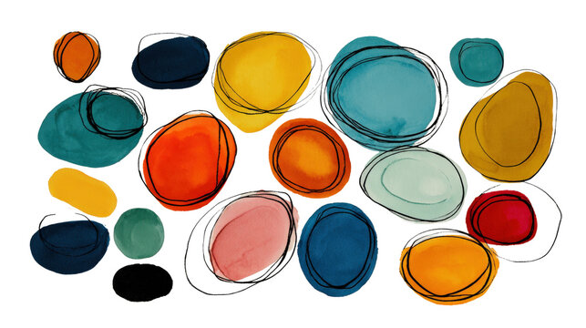 Abstract annotation shapes - circles and ovals hand-drawn by marker, isolated on a Transparent background, PNG file.