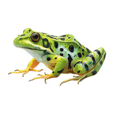 A green frog sitting on a transparent background isolated on transparent background