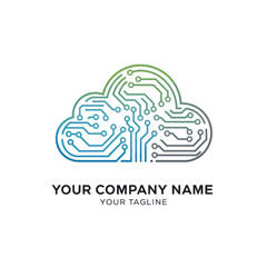 Cloud Computing Circuit Board Logo Design for Tech Company.