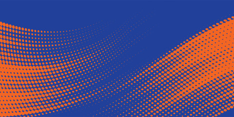 Abstract speed line style blue halftone banner design template. orange and blue halftone dot pattern with grunge texture. Sporty style orange and blue dot pop art comic, Eps 10.