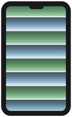 A simplistic cell phone graphic with alternating gradients in green and blue