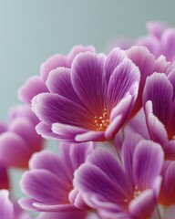 Macro Close-Up Of Delicate Purple Flowers Illuminated By Sunlight With Soft Focus Background And Textured Petals