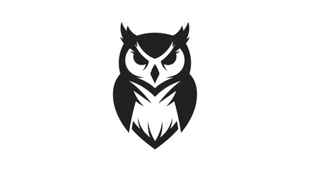 Black owl silhouette vector illustration on white background