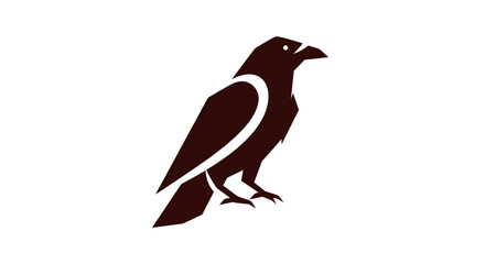 Black raven silhouette graphic design element on white background