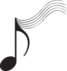 Musical Note with Flowing Staff Lines on White Background vector illustration
