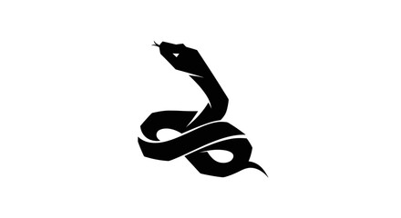 Black silhouette of a snake coiled on a white background vector design