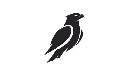 Black silhouette of a soaring bird of prey on white background graphic design