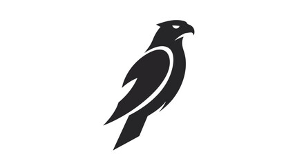 Black silhouette of hawk isolated on white background emblem design
