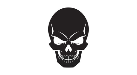 Black skull silhouette graphic isolated on white background for design