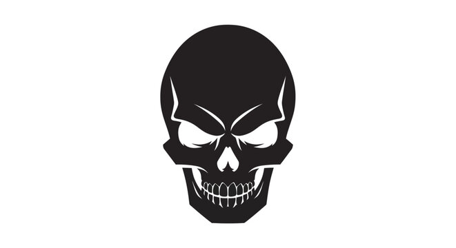 Black skull silhouette graphic isolated on white background for design