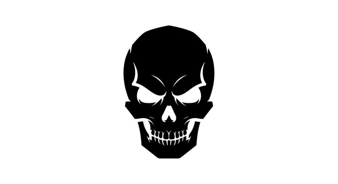 Black skull silhouette graphic isolated on white background for design - Powered by Adobe