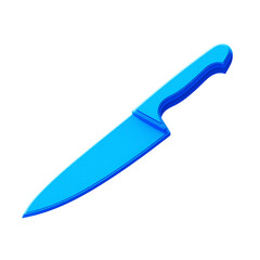 A vibrant blue kitchen knife with a sharp blade and ergonomic handle, a versatile tool for food preparation, isolated on transparent background