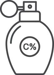 Vector icon of a perfume bottle with a dropper and a circle c% symbol for beauty and fragrance concepts vector
