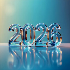 Embrace the future with this stunning 2026 glass number design. Perfect for New Year celebrations, events, and modern designs with a stylish and elegant touch.