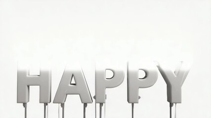 Happy Text Animation Rising on Strings - Powered by Adobe