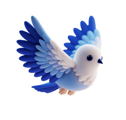 Adorable blue bird with white feathers isolated on transparent background, a charming and delightful illustration for nature lovers