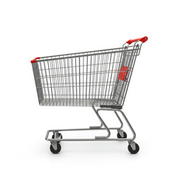 Shopping cart isolated on white background for retail and grocery store