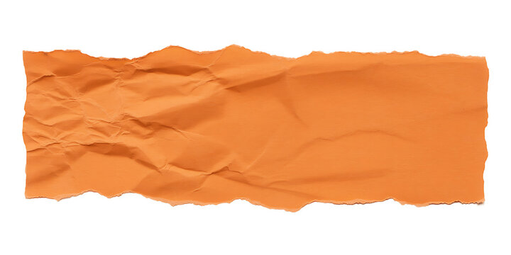 Torn orange paper strip isolated on white background