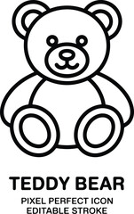 Cute Teddy Bear Outline Icon Vector Illustration Perfect for Childrens Designs and Playful Projects with Editable Stroke Option