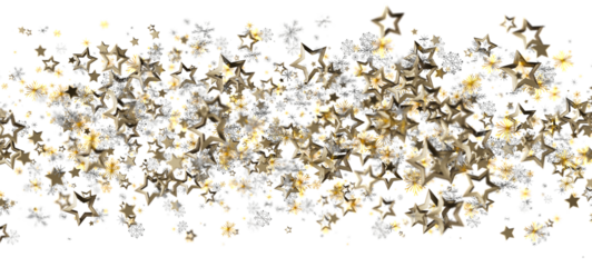 Abstract background featuring golden stars and snowflakes creating a festive, celebratory visual on a white backdrop. Ideal for holiday designs